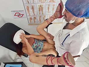 Gynecologist cums inside the patient during exam