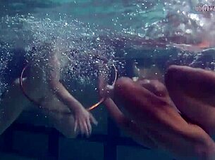 russian lesbian girls swimming in pool