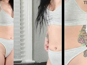 jazmin gets casual lingerie set to model