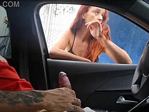 risky handjob on street for bus student