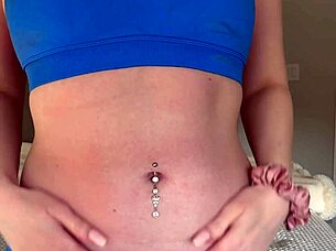step sis stretches then takes deep throat session