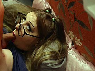 slut sucks hard in goth style