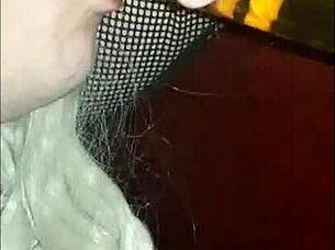 Blindfolded bisexual crossdresser fed his own