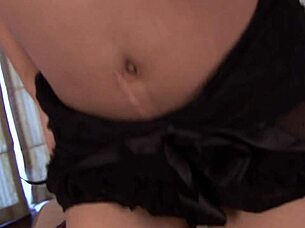 brunette asian tranny t-girl shows off her big cock