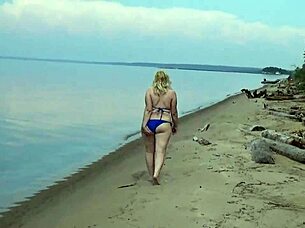wild beach walk shows milfs in bikinis
