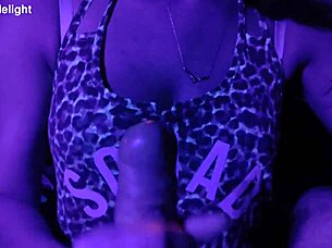 couplesdelight sexy misses e sucks cock in uv light