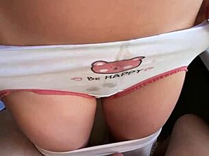 Sexy student helps friend cum in panties