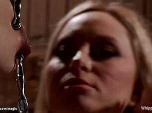 Bound dyke whipped and ass fucked hard