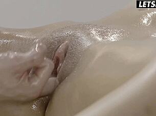massage turns into her grinding his cock in oiled cowgirl