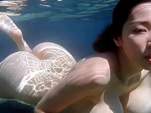 Spy fish observes women underwater produced with ai