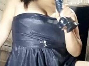 boyfriend arrives late so i search for a brown dildo for personal relaxation