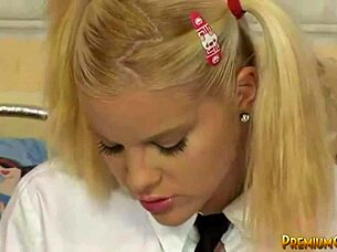 I watch young Kimmy masturbating her sexy blonde body