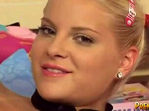 I watch young Kimmy masturbating her sexy blonde body