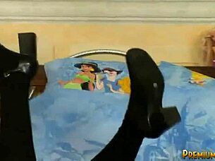 I watch young Kimmy masturbating her sexy blonde body