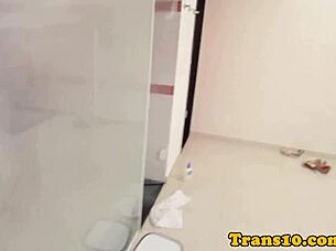 The doppelganger tgirls bathe backstage, slipping on heels.