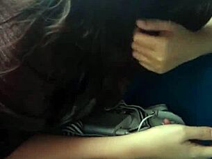 a ninja babe reveals her big tits voyeur style