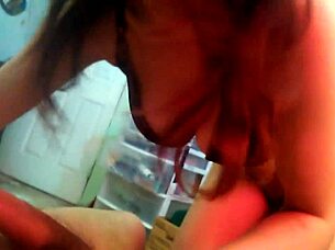 Angie Teases Jay's Cock with Her Sucking Skills