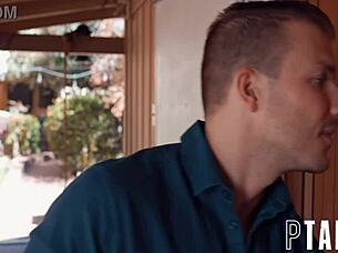 Codey Steele and Vanna Bardot's hardcore blowjob session with petite teen's small tits