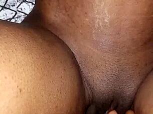 she begs for her shaved pussy to be fucked hard. in the bedroom, he obliges with intense thrusts.