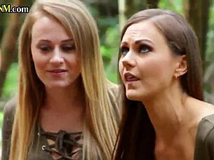 dominant babes owning subs with outdoor bj fun.