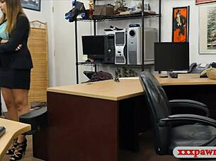 Huge Boobs Brunette Babe Railed Hard by Pawn Keeper in Hidden Cam Reality Spy Scene