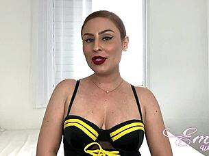 Detailed guided jerk off instructions from seductive flight attendant leading to orgasmic ecstasy