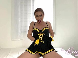 Detailed guided jerk off instructions from seductive flight attendant leading to orgasmic ecstasy