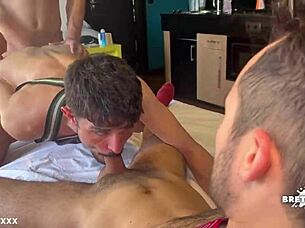 hot bareback flip fuck with three big cocks 😈