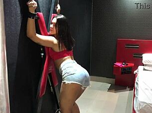 tattooed latina brunette gets tied up for brazilian fetish fucking