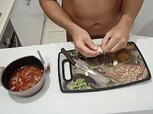 Naked cooking in the kitchen with intriguing twists