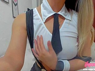 Follow These Jerk Off Instructions From Blonde Mafiosa Collecting Debt!