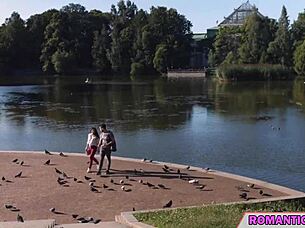 Romantic sex with a cute brunette in college