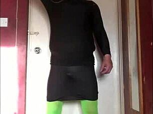 Masked Old Bisexual Crossdresser Swallows Own Pee