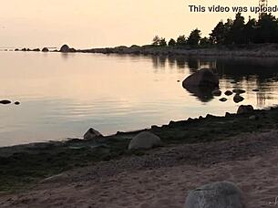 I saw lovely Lucy G groping tits and undressing on beach