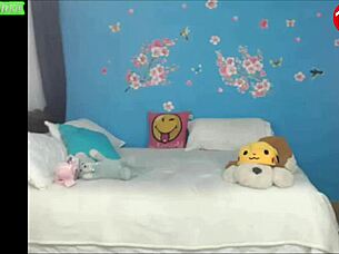 horny teen 18+ performs solo webcam show, touching herself intimately