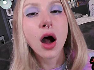 Curvy blonde babe with big ass sucks cock before riding in POV