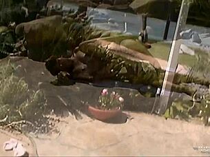 naughty latina babe riding cock by the pool, so hot