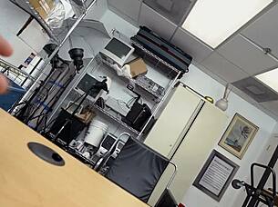 Petite teen gets wild at the office.