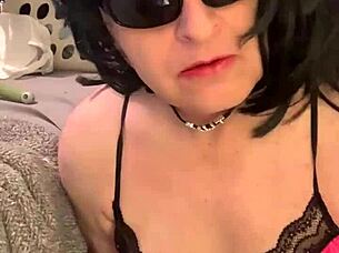 Cd Nikki feels aroused smoking and playing with fake cum