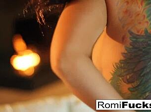 beautiful brunette romi rain pleasures her wet pussy in intimate scene