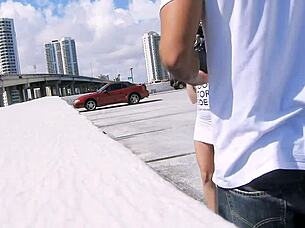 Young teen in missionary position sucking small tits