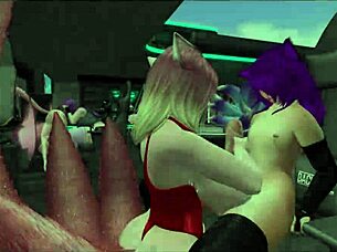 hey, neko xiii battling sakura kitsune at anico arcade party