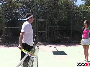 summer camp tennis players having fun