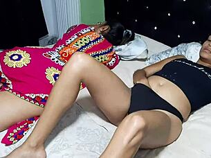 Stepsister masturbates next to stepmom