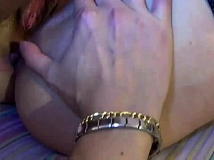 Homemade video of blonde amateur in stockings