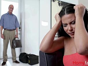 British milf fucks stepson while husband is locked up