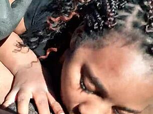 Young freak intensely sucks cock.