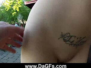 Hot Emo Babe Gives Intense Blowjob on Balcony