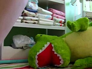 Nurse Performs Diaper Checks on Patient Lover in Hospital ABDL Session