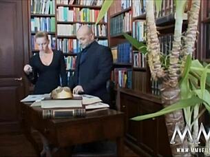 Trashy brunette goddess handles two cocks in hardcore anal action